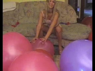 balloon fetish - popping girls home- nail popping